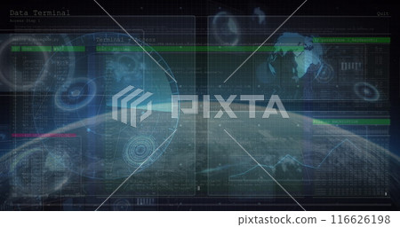Image of data processing over globe 116626198