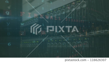 Image of data processing over server room 116626307