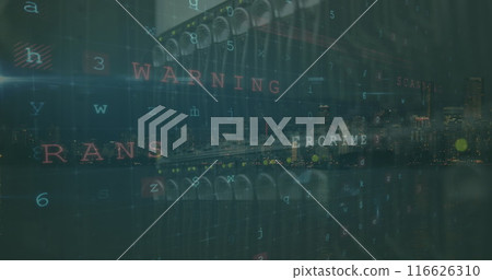 Image of data processing over server room 116626310