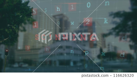 Image of data processing over cityscape 116626320