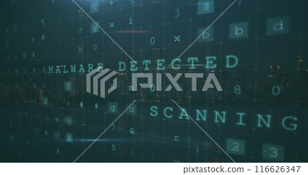 Image of data processing over cityscape 116626347