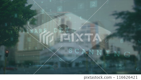 Image of data processing over cityscape 116626421