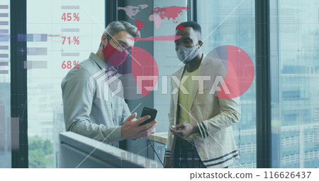 Image of data processing over diverse n men using smartphone 116626437