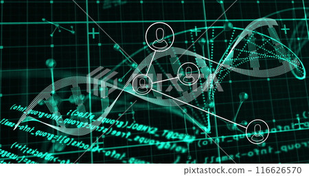 Image of dna strand over data processing Image of dna strand over data processing 116626570