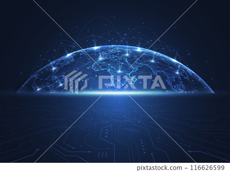 Global network connection. World map point and line composition concept of global business. Vector Illustration 116626599