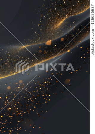 深灰色背景上繪製的金色閃光顆粒 116626657