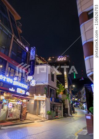 Scenery of downtown at night in Korea Scenery of downtown at night in Korea 116626703