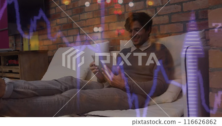 Image of financial data processing over biracial businessman Image of financial data processing over biracial businessman 116626862