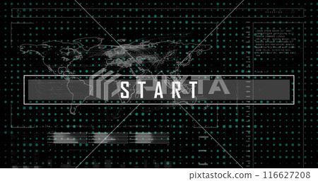 Image of start text and world map on black background Image of start text and world map on black background 116627208