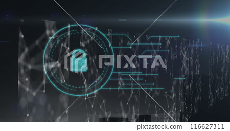 A cityscape with buildings against a sunset sky 116627311