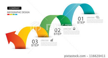 Infographics arrow symbol timeline business steps to success. 116628411