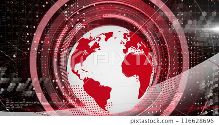 Digital globe with red and white abstract patterns, representing global connectivity 116628696