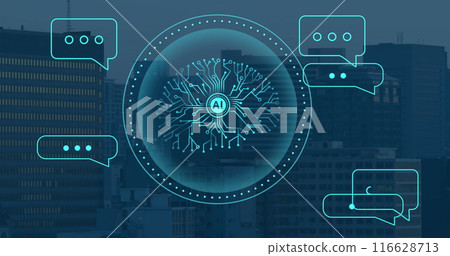 AI technology with digital chat bubbles, representing communication 116628713
