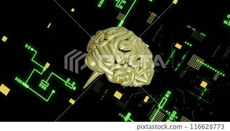 Digital brain surrounded by circuits, representing artificial intelligence technology 116628773