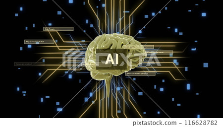 Digital brain and data connections representing artificial intelligence, futuristic technology 116628782