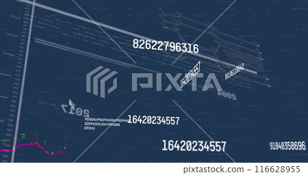 Floating financial data and numbers on dark background, representing digital analytics Floating financial data and numbers on dark background, representing digital analytics 116628955