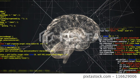 Image of data processing over digital brain spinning 116629006