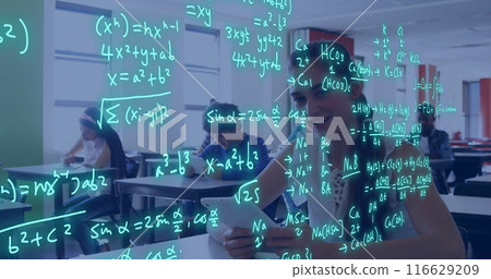 Image of equations and data processing over diverse school children 116629209