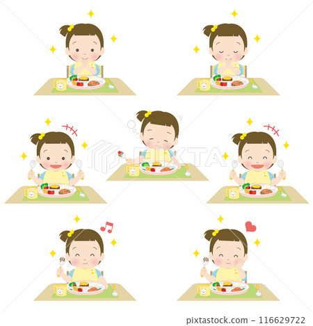 Little girl eating scene set 116629722