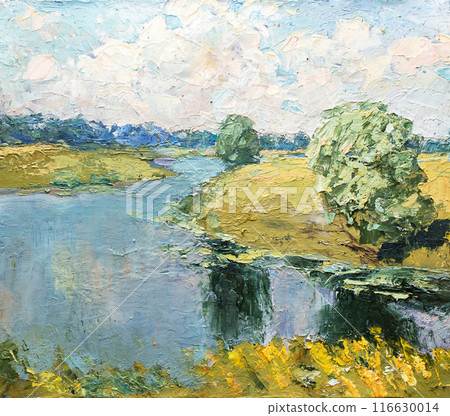 Oil painting, abstract drawing, handmade 116630014