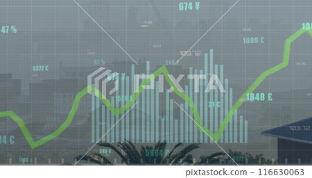 Image of financial data processing over cityscape Image of financial data processing over cityscape 116630063