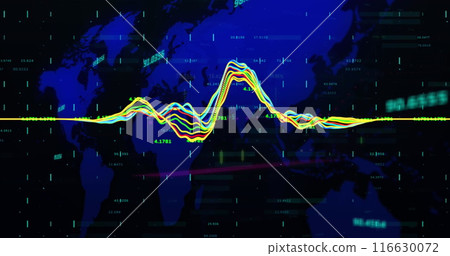 Image of financial data processing over world map 116630072