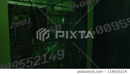 Image of data processing and online security chain over computer servers Image of data processing and online security chain over computer servers 116630214
