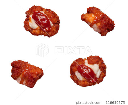 ham nuggets in the tomato sauce. isolated transaprent background 116630375