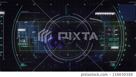 Image of financial data processing over scope scanning Image of financial data processing over scope scanning 116630388