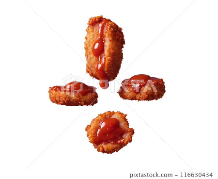 ham nuggets in the tomato sauce. isolated transaprent background 116630434