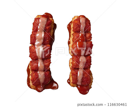 ham nuggets in the tomato sauce. isolated transaprent background 116630461