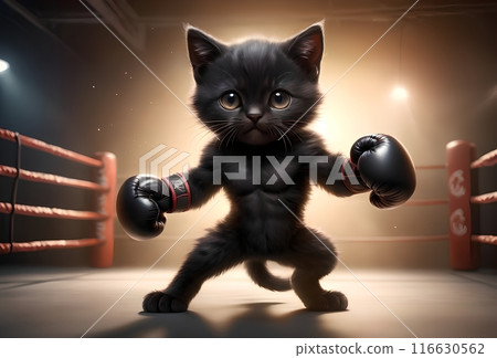 sports cat in boxing gloves doing boxing sports cat in boxing gloves doing boxing 116630562