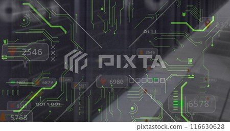 Image of data processing and computer motherboard and servers Image of data processing and computer motherboard and servers 116630628