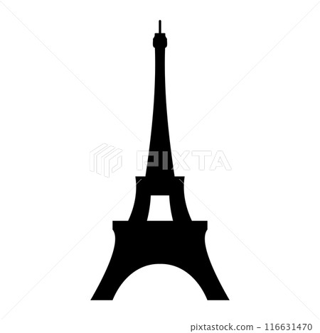 Eiffel tower in Paris, famous tourist sight, symbol and attraction in France, Europe, vector, illustration in black and white color, isolated on white background Eiffel tower in Paris, famous tourist sight, symbol and attraction in France, Europe, vector, illustration in black and white color, isolated on white background 116631470