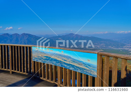 Northeast view from Tokimeki Deck (observation deck) of Uenoyama Park in Ikaho Town, Shibukawa City, Gunma Prefecture in autumn 116631980