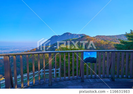 View of the southeast side from the Tokimeki Deck (observation deck) of Uenoyama Park in Ikaho Town, Shibukawa City, Gunma Prefecture in autumn View of the southeast side from the Tokimeki Deck (observation deck) of Uenoyama Park in Ikaho Town, Shibukawa City, Gunma Prefecture in autumn 116631983
