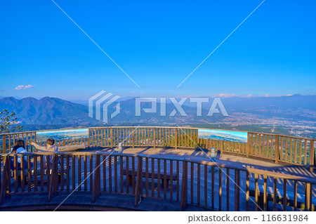 Northeast view from Tokimeki Deck (observation deck) of Uenoyama Park in Ikaho Town, Shibukawa City, Gunma Prefecture in autumn Northeast view from Tokimeki Deck (observation deck) of Uenoyama Park in Ikaho Town, Shibukawa City, Gunma Prefecture in autumn 116631984