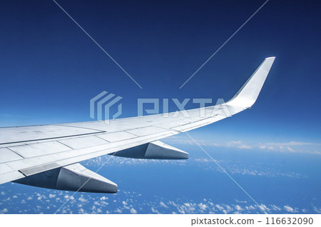 Skyward Bound, capturing the Majestic Airplane Wing from Your Window Seat 116632090