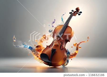 abstract musical background with musical instruments, notes 116632186