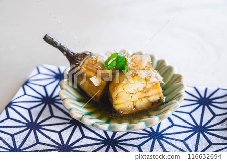 Grilled eggplant style with dashi stock Grilled eggplant style with dashi stock 116632694