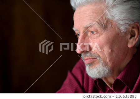 close-up portrait of a senior man thinking about something close-up portrait of a senior man thinking about something 116633893