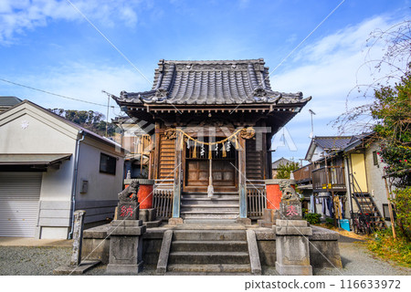 Panoramic view of Uraga Tametomo Shrine under the blue sky 116633972
