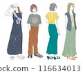 Hand-drawn style female full body set 4 116634013