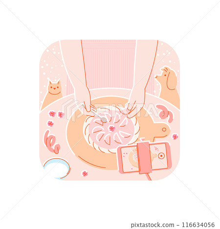 Vlog recording of cooking of sweet pie 116634056