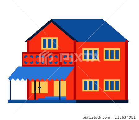 Traditional house in Sri Lanka - flat design style single isolated image 116634091