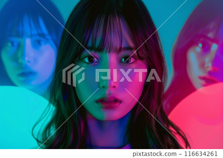 Neon color portfolio of female idol groups (fan activities, entertainment industry, stars, singers, dancers) 116634261