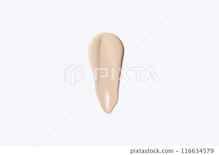 Liquid foundation smudge on white background. Beauty skincare texture swipe swatch. Cosmetic makeup cream sample isolated on white 116634579