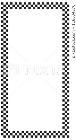 Rectangular frame with black and white squares print. Checkered rectangle shape. Vignette with checkerboard, race flag or chess game plane pattern. Geometric framework. Vector graphic illistration Rectangular frame with black and white squares print. Checkered rectangle shape. Vignette with checkerboard, race flag or chess game plane pattern. Geometric framework. Vector graphic illistration 116634876