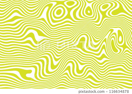 Groovy abstract background. Flowing liquid lines. Marble texture. Wavy psychedelic print. Trippy pattern. Surreal wallpaper with curvy mustard and white stripes. Vector illustration Groovy abstract background. Flowing liquid lines. Marble texture. Wavy psychedelic print. Trippy pattern. Surreal wallpaper with curvy mustard and white stripes. Vector illustration 116634878