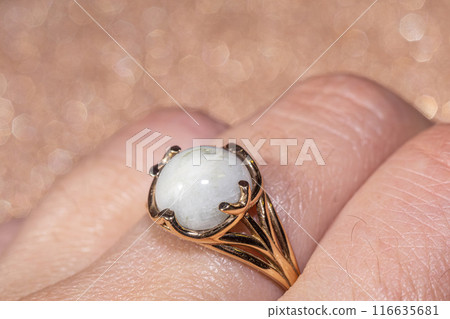 Golden ring with goshenite stone Golden ring with goshenite stone 116635681